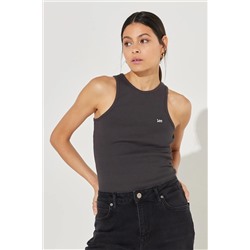 Lee Slim Fit Dar Kesim Bisiklet Yaka Kolsuz Siyah Tişört L44QJR