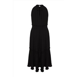 Siyah Halter Yaka Dokuma Elbise TBBSS23AH00207