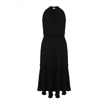 Siyah Halter Yaka Dokuma Elbise TBBSS23AH00207