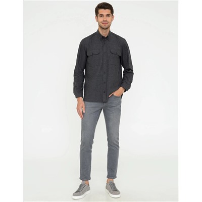 Siyah Comfort Fit Uzun Kollu Gömlek