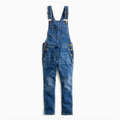 Girls' stretch denim overalls
