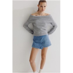 Женский пуловер с отворотом с открытыми плечами H&*M