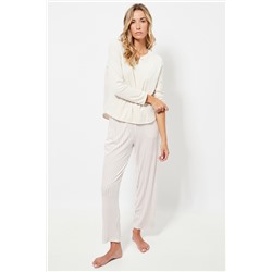 Camiseta de pijama de terciopelo - Crudo