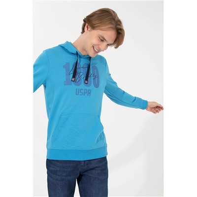 Erkek Kobalt Kapüşonlu Sweatshirt