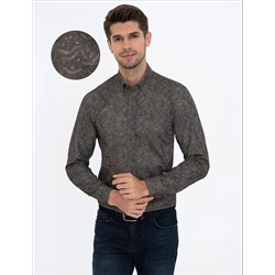 Haki Slim Fit Uzun Kollu Gömlek