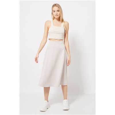 Falda midi cintura alta Beige