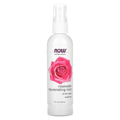 NOW Foods, Solutions, Rosewater Rejuvenating Mist, 4 fl oz (118 ml)