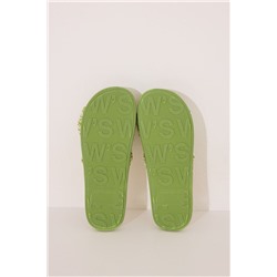Zapatillas casa pala nudo rafia verde