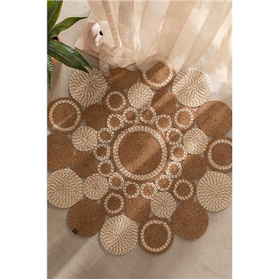 Alsace Yuvarlak Eklemeli Kilim - Naturel/Krem - 120 cm