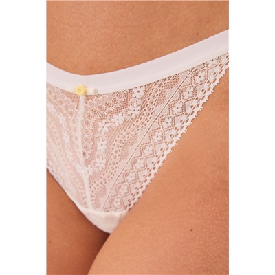 Tanga encaje geométrico marfil
