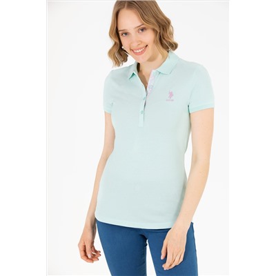 Kadın Su Yeşili Basic Polo Yaka Tişört