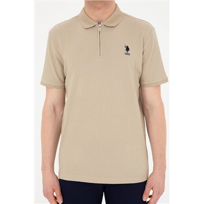 Erkek Regular Fit Polo Yaka Açık Haki Tişört