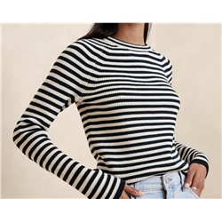 Ribbed Crew-Neck Pullover Sweater