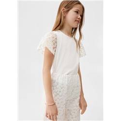 Pantalón culotte flores bordadas