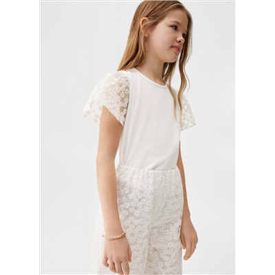 Pantalón culotte flores bordadas
