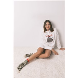 Camisón corto polar capucha blanco Snoopy