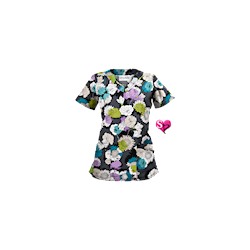 UA Beautiful Bloom Pewter Print Scrub Top