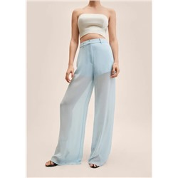Pantalón recto semitransparente -  Mujer | MANGO OUTLET Melilla