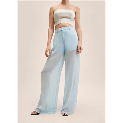 Pantalón recto semitransparente -  Mujer | MANGO OUTLET Melilla