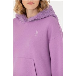 Kadın Lila Kapüşonlu Sweatshirt