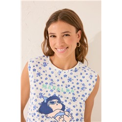 Pijama corto floral blanco Mafalda