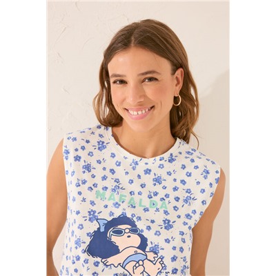 Pijama corto floral blanco Mafalda