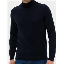 Lacivert Slim Fit Yarım Balıkçı Basic Triko Kazak