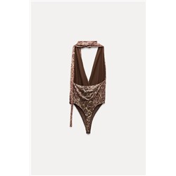 TULLE HALTER SCARF BODYSUIT