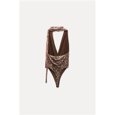 TULLE HALTER SCARF BODYSUIT