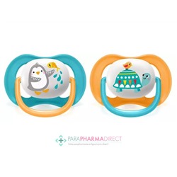 Avent Sucettes Ultra Air Animals 6-18 mois Pingouin & Tortue x2
