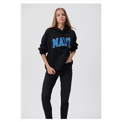 Mavi Logo Baskılı Kapüşonlu Siyah Sweatshirt 1600361-900