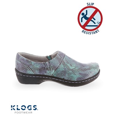 Klogs Mission Ladies Leather Slip-On Clog "Teal/Purple"