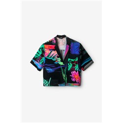 Camisa cropped tropical