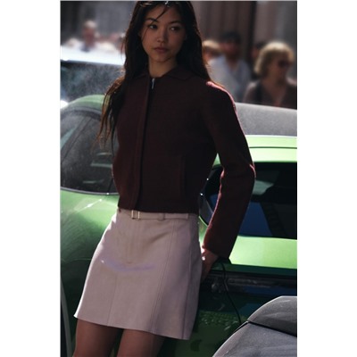 FAUX SUEDE SKIRT WITH BELT
