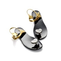 Сандалии Zhoelala Heart (черный+золотой+черный глиттер)/ Zhoelala Heart (black_gold_black glitter)