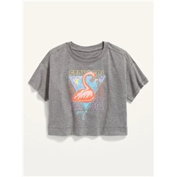 Vintage Cropped Graphic Crew-Neck Tee for Girls
