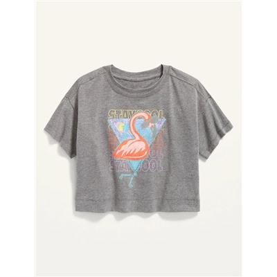 Vintage Cropped Graphic Crew-Neck Tee for Girls