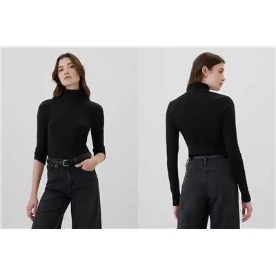 Ribbed Turtleneck T-Shirt