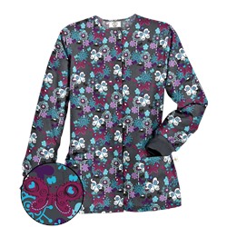 Happy Scrubs® Oh Happy Day Pewter Print Scrub Jacket