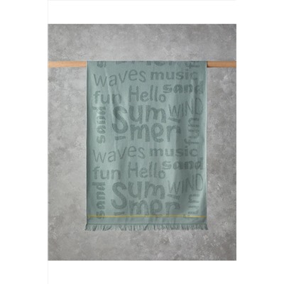 English Home, Dynamic Word Pamuklu Plaj Havlusu 70x140 cm Sage