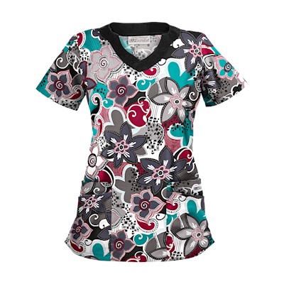 UA Swirling Flowers Granite Print Scrub Top