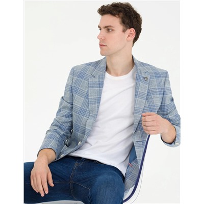 Açık Lacivert Slim Fit Ceket