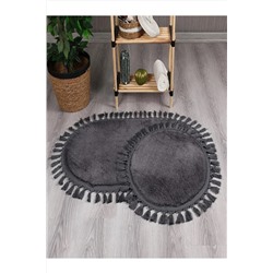 Myevilla My Evilla Modern Simirna Dekoratif Peluş Oval Ponpon Saçaklı Klozet Takımı simirnaa-ovalörgü-50x80