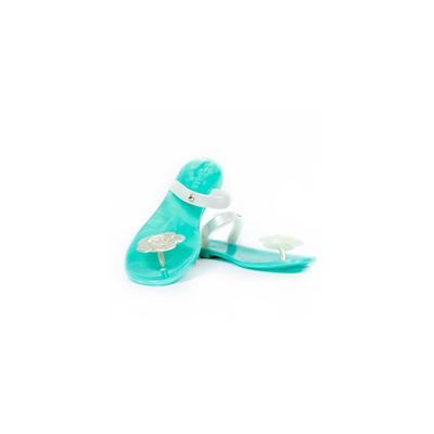 Сандалии  Jelly Flower (голубой+белый жемчужный с глиттером) / Zhoelala Jelly Flower blue+ white pearl+shimmer