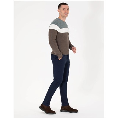 Lacivert Slim Fit Kanvas Pantolon