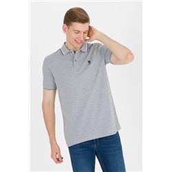 Erkek Gri Melanj Basic Polo Yaka Tişört