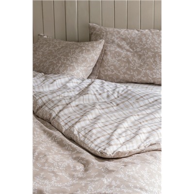 Garde King Size %100 Pamuk Ranforce Baskılı Nevresim Takımı - Bej