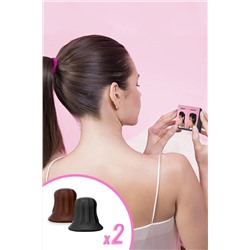 Monalisa Saç Tokası Cool Hair At Kuyruğu Saç Modeli Dik Tutma Aparatı- Kahverengi Siyah 2'li COOL1