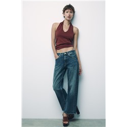 KNIT OPEN BACK TOP WITH HEART APPLIQUÉ