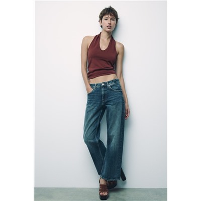 KNIT OPEN BACK TOP WITH HEART APPLIQUÉ